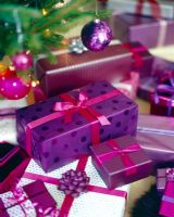 Detail of presents under a Christmas tree
