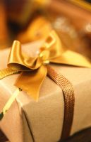 Detail of gold wrapped gift 