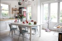 Modern kitchen diner decorated for Christmas 