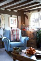 Classic armchair in country living room 
