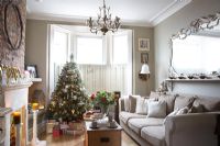Christmas tree in modern living room 