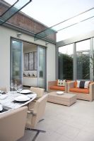 Dining room and seating area in conservatory 