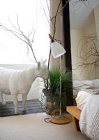 Sheep sculpture in modern bedroom 