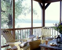 Garden furniture on country balcony 