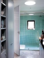 Modern bathroom with large shower cubicle 