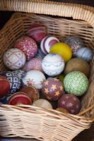 Detail of basket of decorative balls 