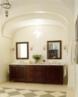 Double sink unit in classic bathroom 