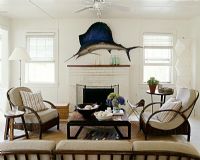 Country living room with wall mounted swordfish