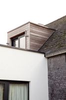 Detail of modern extension to classic house 