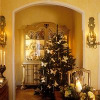 Christmas tree in classic dining room  