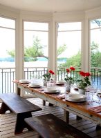 Country dining room views over water 