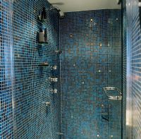 Modern shower with mosaic tiles 