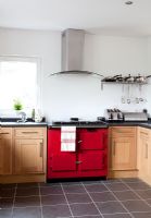Red Aga in modern kitchen 