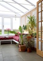 Living area in country conservatory 