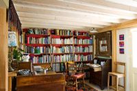 Country study with wall of bookcases 