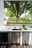 Sink in modern outdoor kitchen