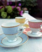 Tea cups on garden table