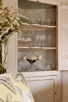 Glassware in corner cupboard