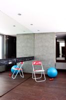 Contemporary playroom with mirrored wall