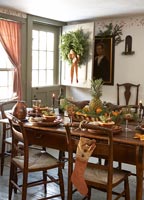 Country dining table set for Christmas meal