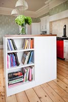 Bookshelves in modern kitchen