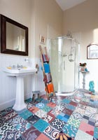 Colourful bathroom flooring