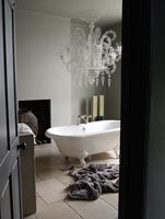 Bathroom with wirework chandelier
