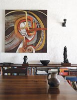 Dining room with tribal art