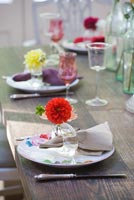 Place setting with Dahlias
