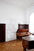 Music room with contemporary wall units