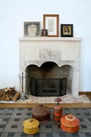 Traditional stone fireplace