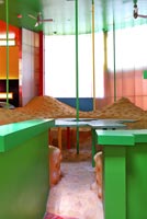 Colourful unusual dining area