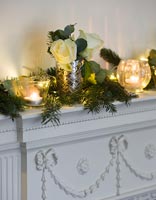 Decorative mantlepiece with Roses and candles
