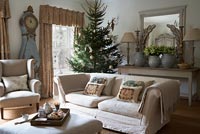 Classic living room with christmas tree