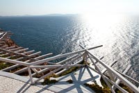 Viewing platform overlooking sea, Mykonos, Greece
