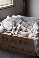 Toiletries in wooden crate