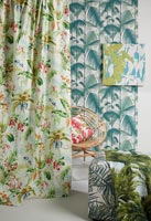 Patterned soft furnishings and wallpapers
