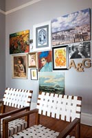 Modern living room with artwork display