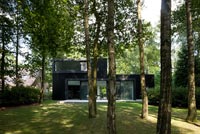 Contemporary house and woodland garden