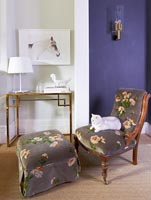 Floral chair and pouffe