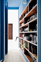 Bookshelves in corridor