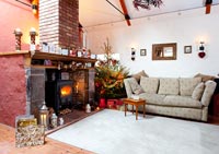 Country style living room at christmas