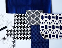 Geometric patterned fabric swatches