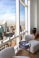 Seating area with views of New York city