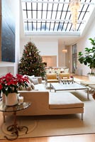 Christmas tree in open plan living room 