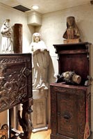 Ornate cabinets and statues