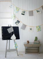 Childrens playroom decorated with bunting