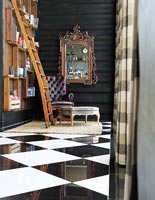 Black and white floor tiles
