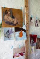Display of paintings by Shelly Tregoning in her studio 
