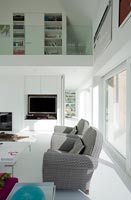 Contemporary living room with mezzanine level